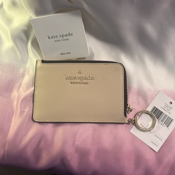 🎄🎁Kate Spade NWT Cardholder Beige/black - Picture 6 of 6